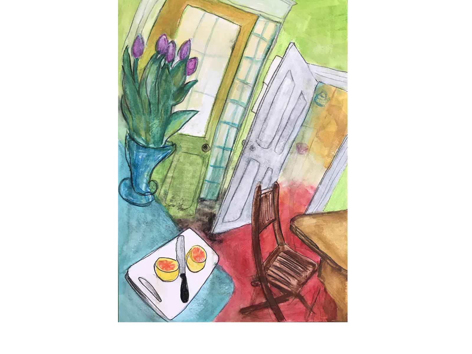 Tulips, Grapfruit and Chair